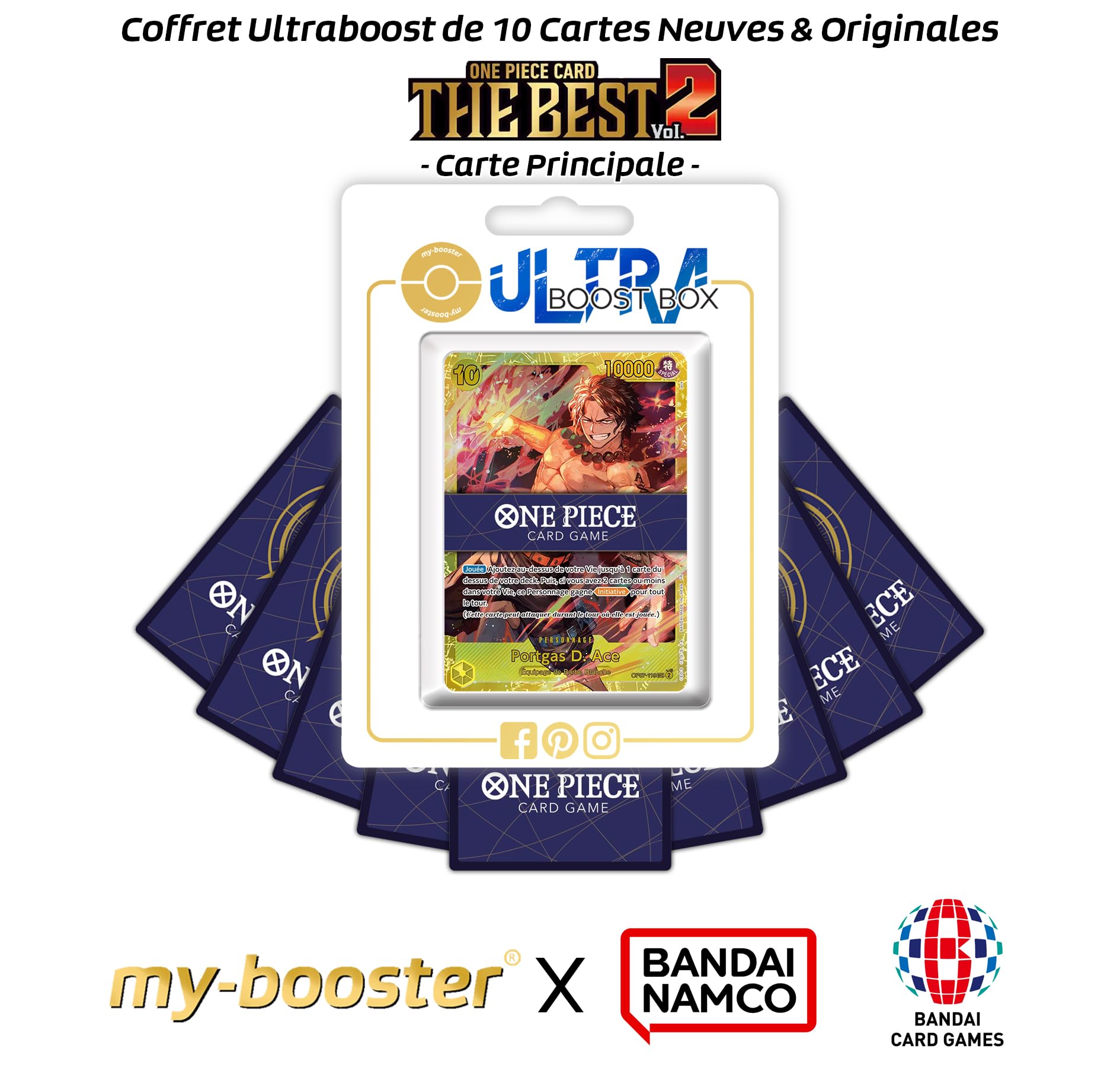 Portgas D. Ace OP07-119 Secrète - Ultraboost X One Piece The Best Vol.2 (PRB-02) - Coffret de 10 Cartes One Piece Françaises