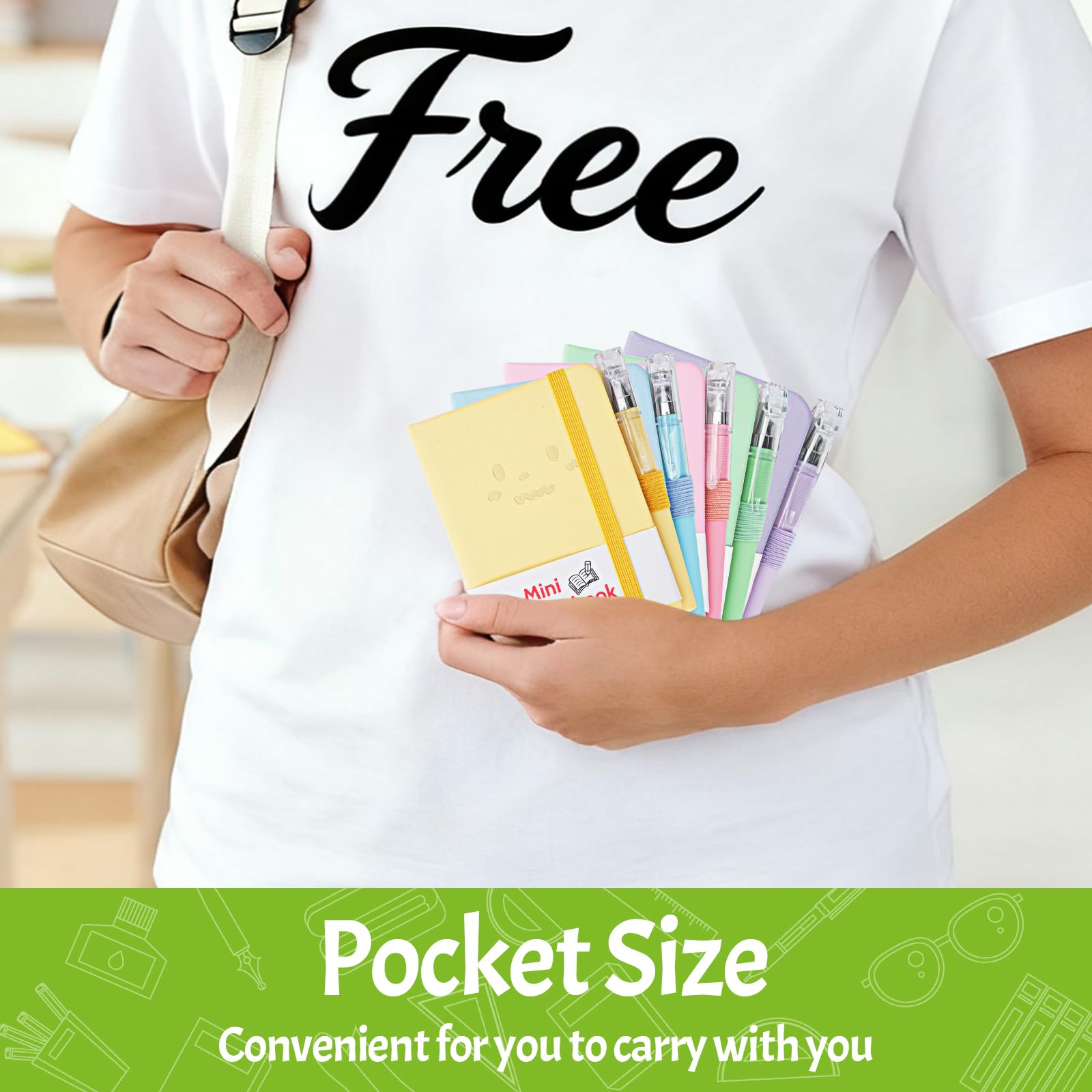 10 Piezas Libreta Pequeña, Cuaderno Pequeño Notas, A7 Libreta Bolsillo, Bloc de Notas Pequeño con Boligrafo, Mini Libretas Bonitas para Oficina,Escuela,Trabajo,Viaje,Regalo, 200 Páginas (B)