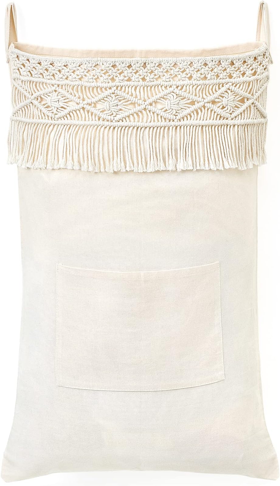 Macrame Hanging Laundry Hamper Bag Over The Door Organizer Laundry Bag Boho Decor Hanging Clothes Hamper for College Dorm Room Bathroom Home Travel Space Saving
