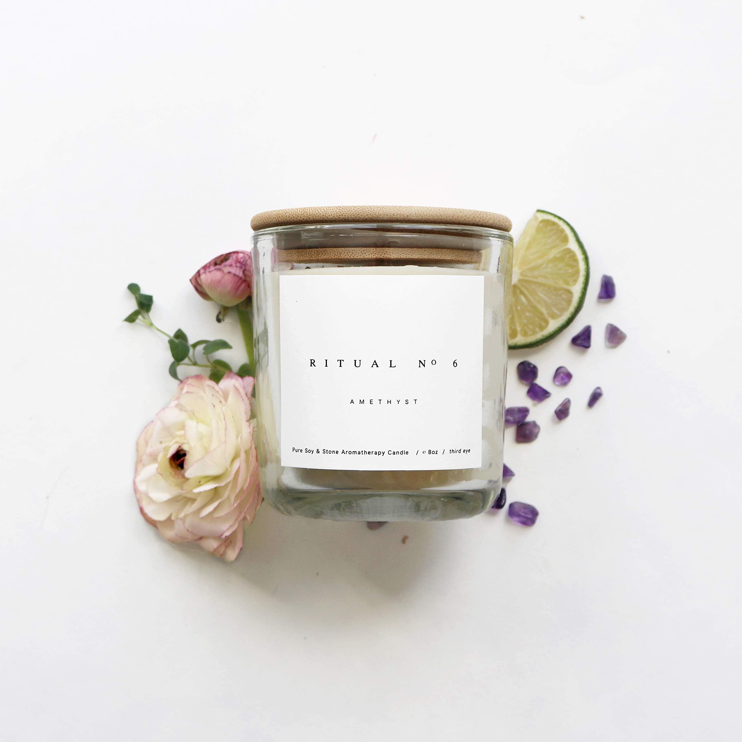 Amethyst Infused Essential Oil Candle for Third Eye, 8 Ounce