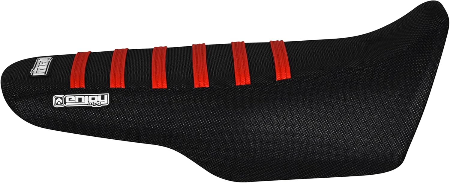 Enjoy Mfg Seat Cover - Compatible with Honda The 2022-2024 Grom 125 MSX125 MSX 125 - All Black W/Ribs - #331 (All Black/Bright RED Ribs)