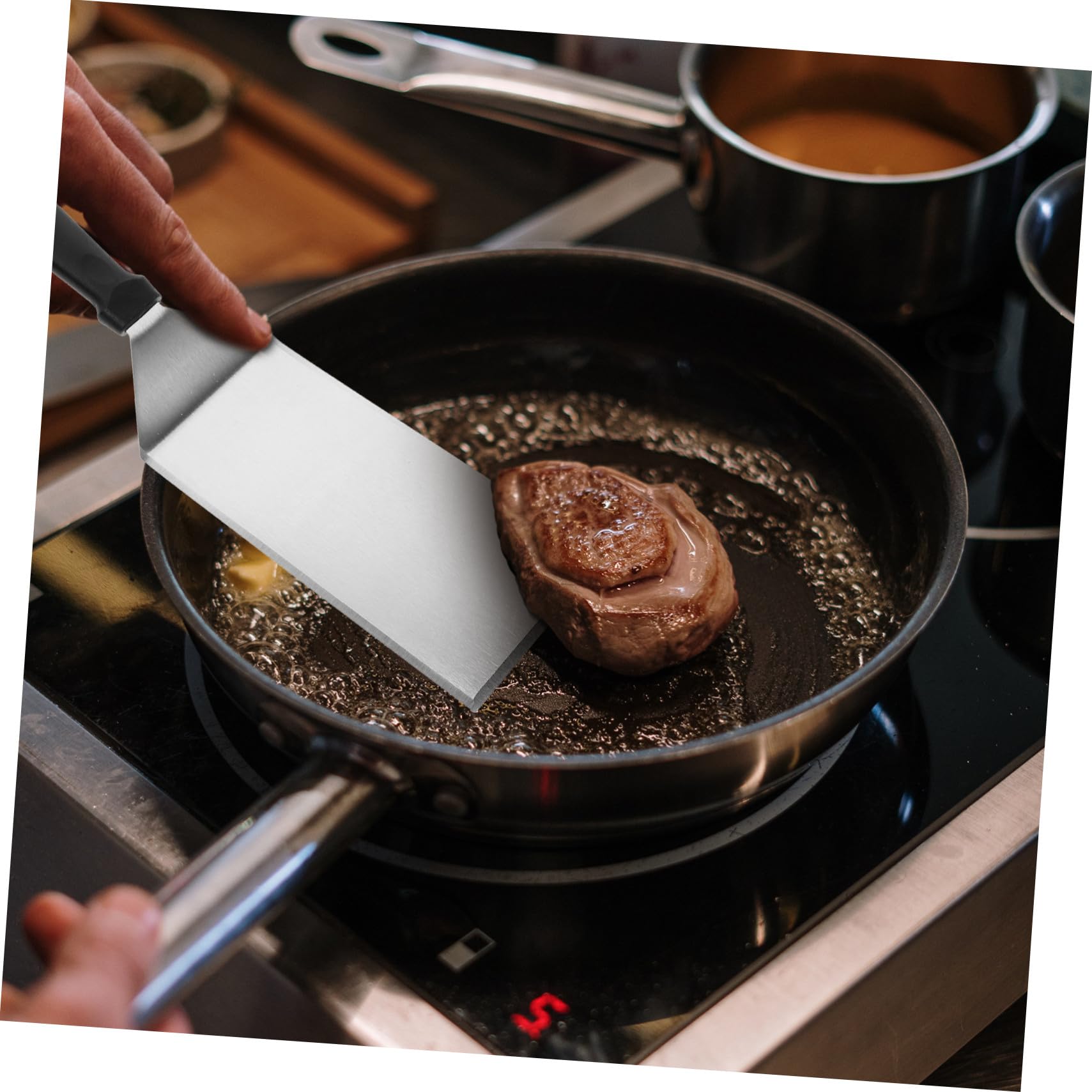Spatola da Cucina e Manico in Pp in Acciaio Inossidabile Utensile Multiuso Set di 1 per Friggere e Mescolare per Barbecue e Uso Quotidiano in Cucina