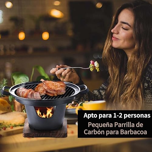 Miniatura 2 de Asixxsix Parrilla de carbón para barbacoa, parrilla de mesa antiadherente sin humo, parrilla de barbacoa coreana portátil para acampar en interiores