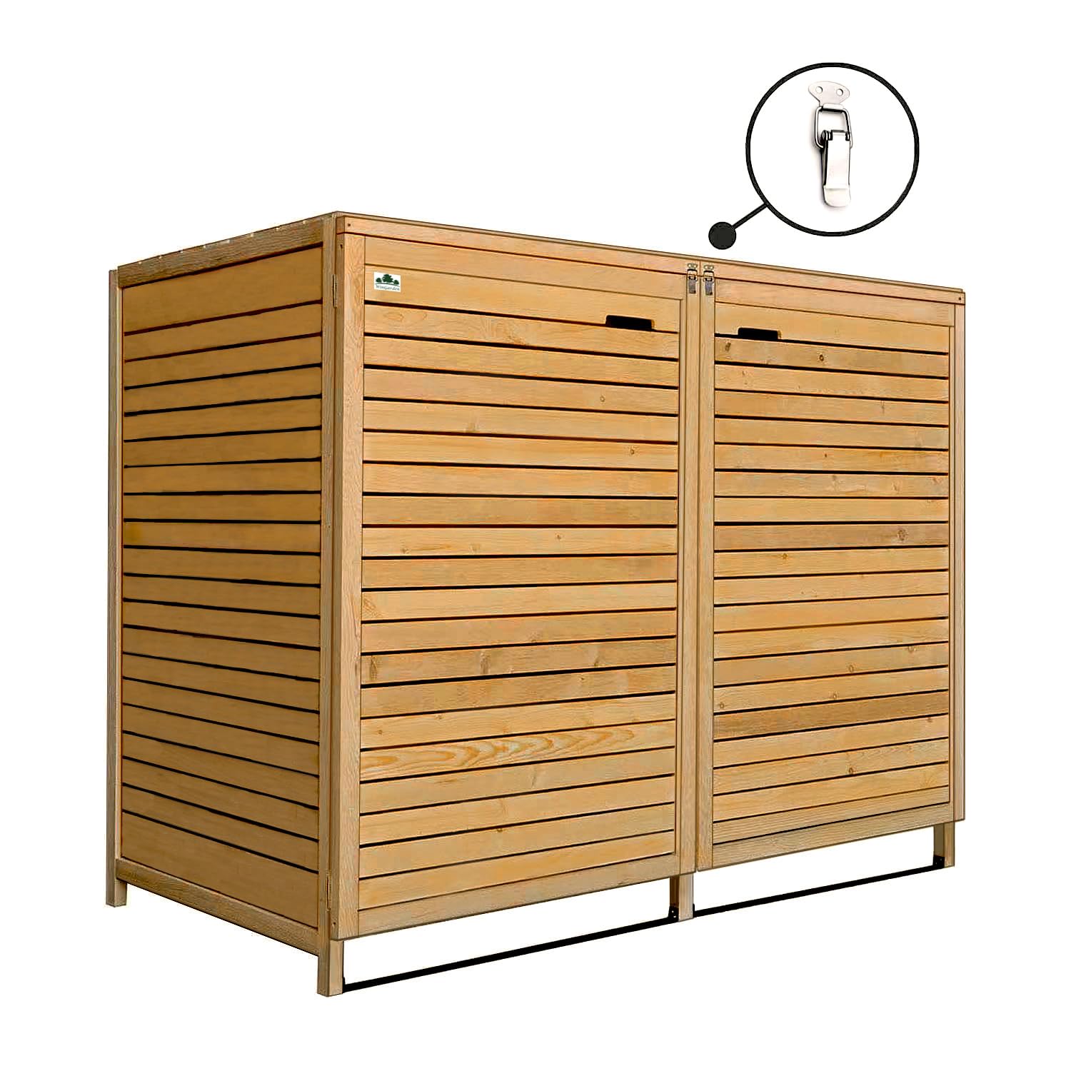 Cache Poubelle Double en Bois Clair