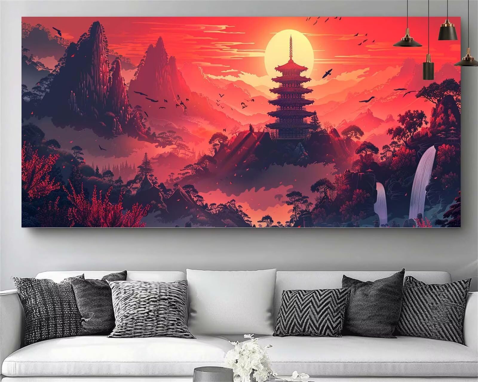 Japon Diamond Painting Paysage Diamond Painting Enfant Broderie Kit Complet, 5D Peinture Diamant Point de Croix Cristal Artisanat,DIY Tableau Strass Diamant Canevas Débutant Kit, Gifts 60x180cm M670