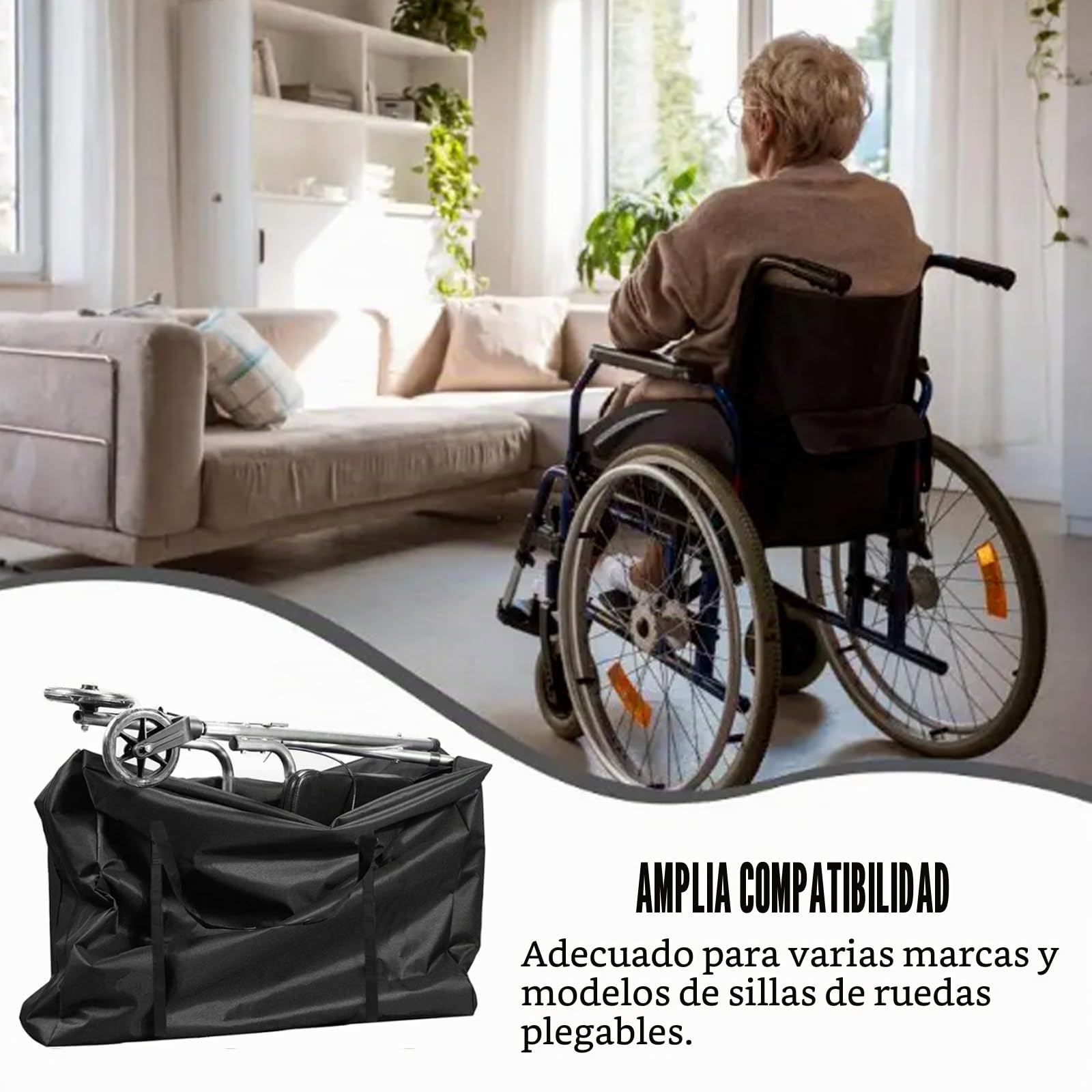 Bolsa de transporte para silla de ruedas, 600D para andador, 110 x 74 x 28 cm, bolsa de viaje para silla de ruedas, gran bolsa de transporte para andador y sillas de transporte, bolsa de snowboard e
