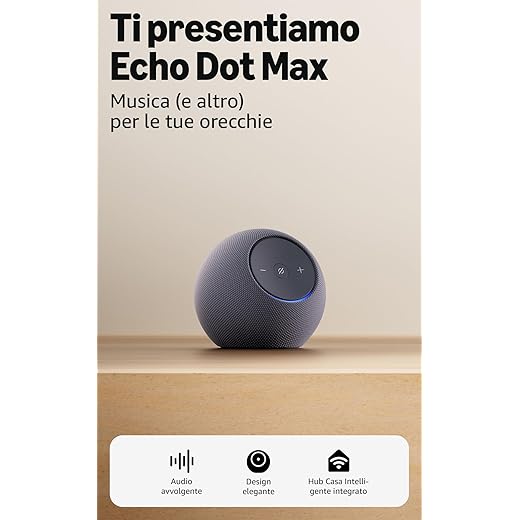 Amazon Echo Dot Max (ultimo modello) - Altoparlante Alexa con audio avvolgente, Hub Casa Intelligente integrato, Grafite