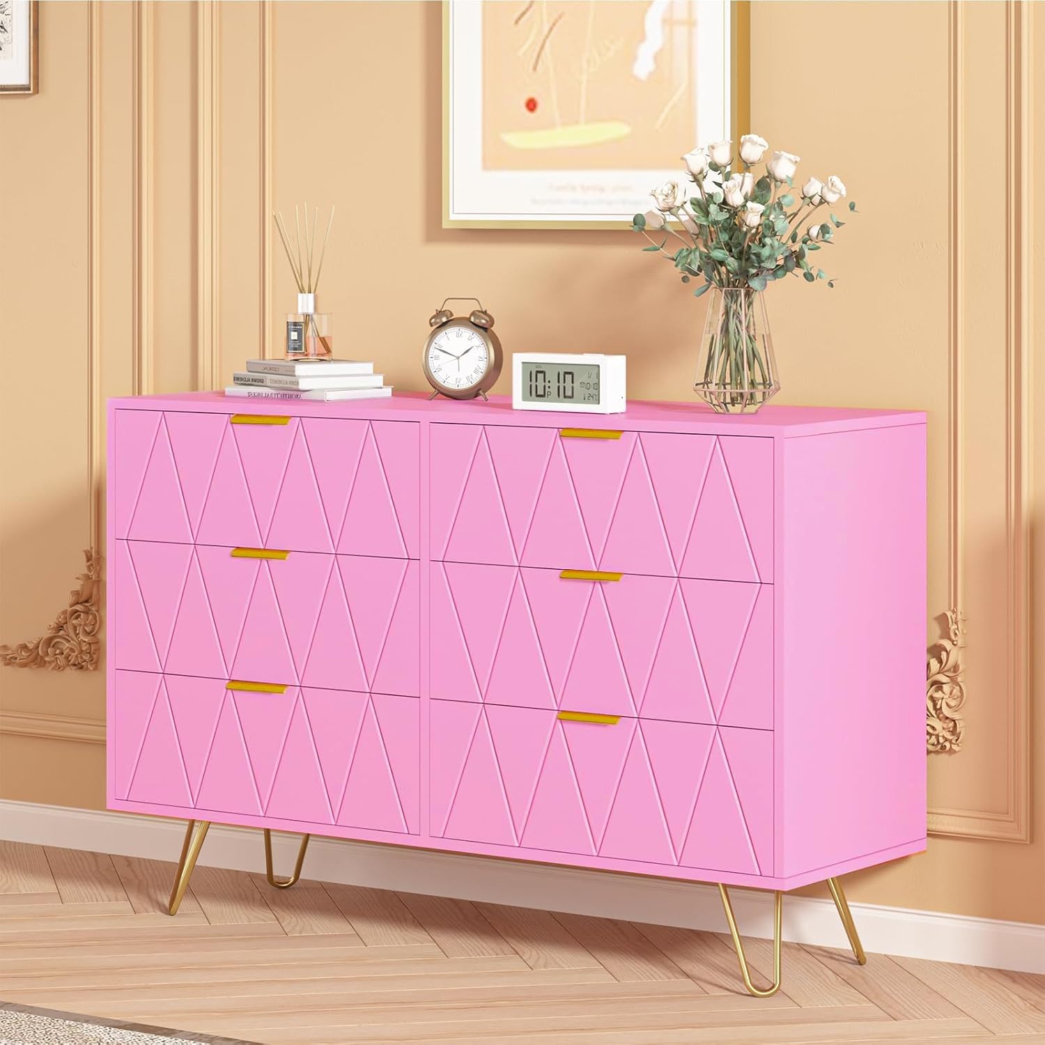 4 EVER WINNER Pink Dresser for Bedroom, Deep Pink Dresser