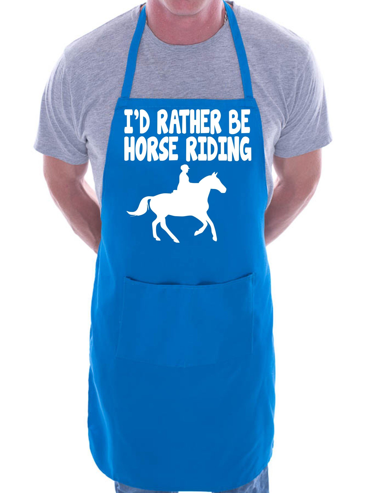 Print4U I'd Rather Be Horse Riding BBQ Cooking Funny Novelty Apron Blue