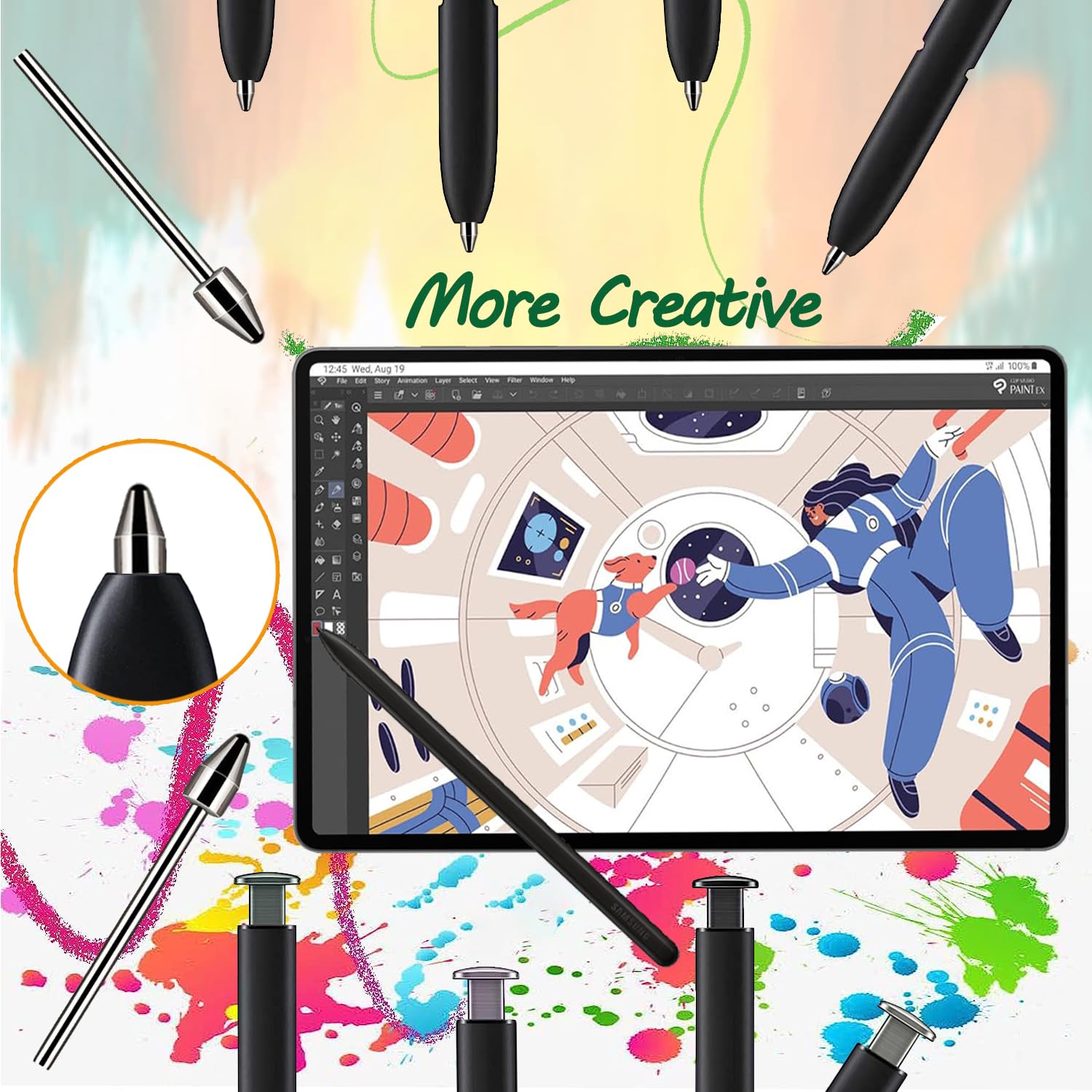 4 szt. metalowych wymiennych końcówek do Samsung S Pen do Galaxy Tab S6 Lite/S10 Lite/S10 FE/S10 FE+ Plus/S10 Ultra/S10+ Plus/S9 FE+ Plus/S9 FE/S9/S9 Ultra/S8/S7 FE