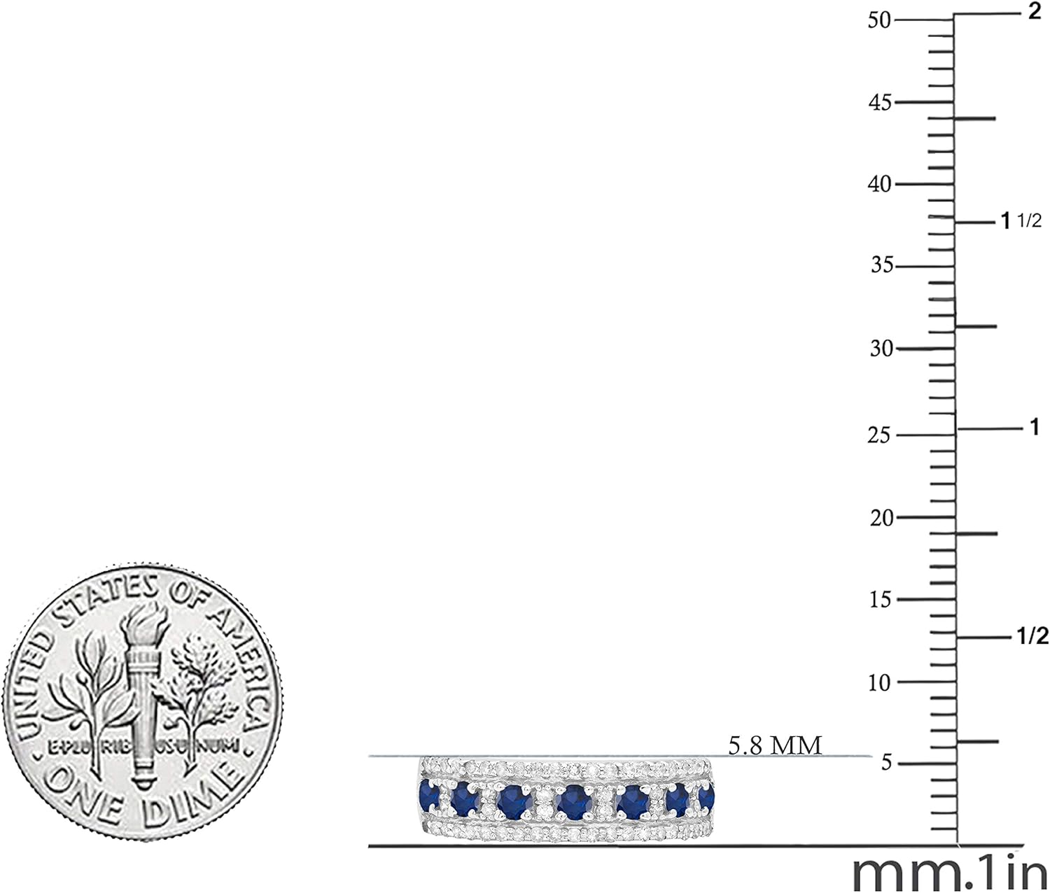 Dazzlingrock Collection Round Gemstone & White Diamond 7 Stone Anniversary Wedding Band for Women (White Diamond: 0.30 CT, Color I-J, Clarity I1-I2) in 14K Solid White Gold - Image 3