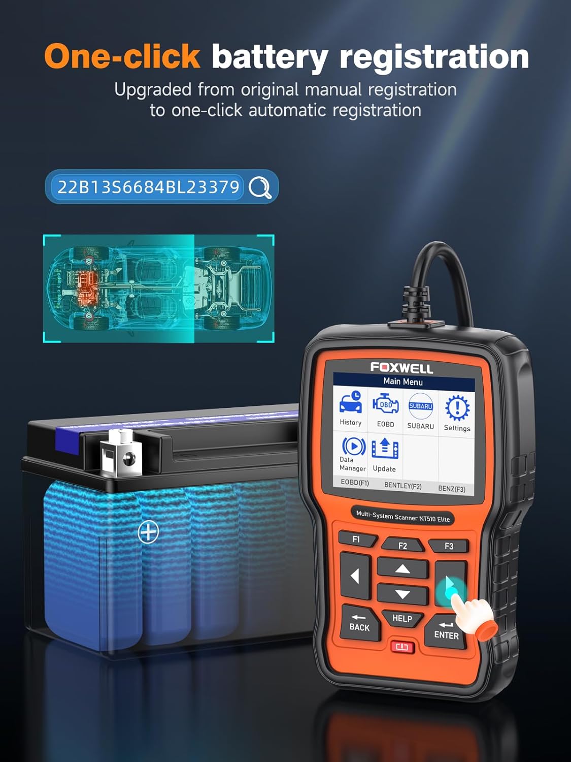 One-click battery registration feature