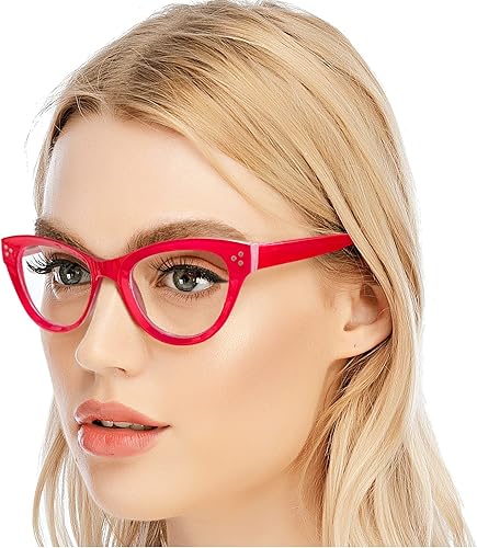 AQWANO Lentes de lectura de ojo de gato con bloqueo de luz azul, para computadora de gran tamaño, para mujeres, lentes con filtro antirreflejos,