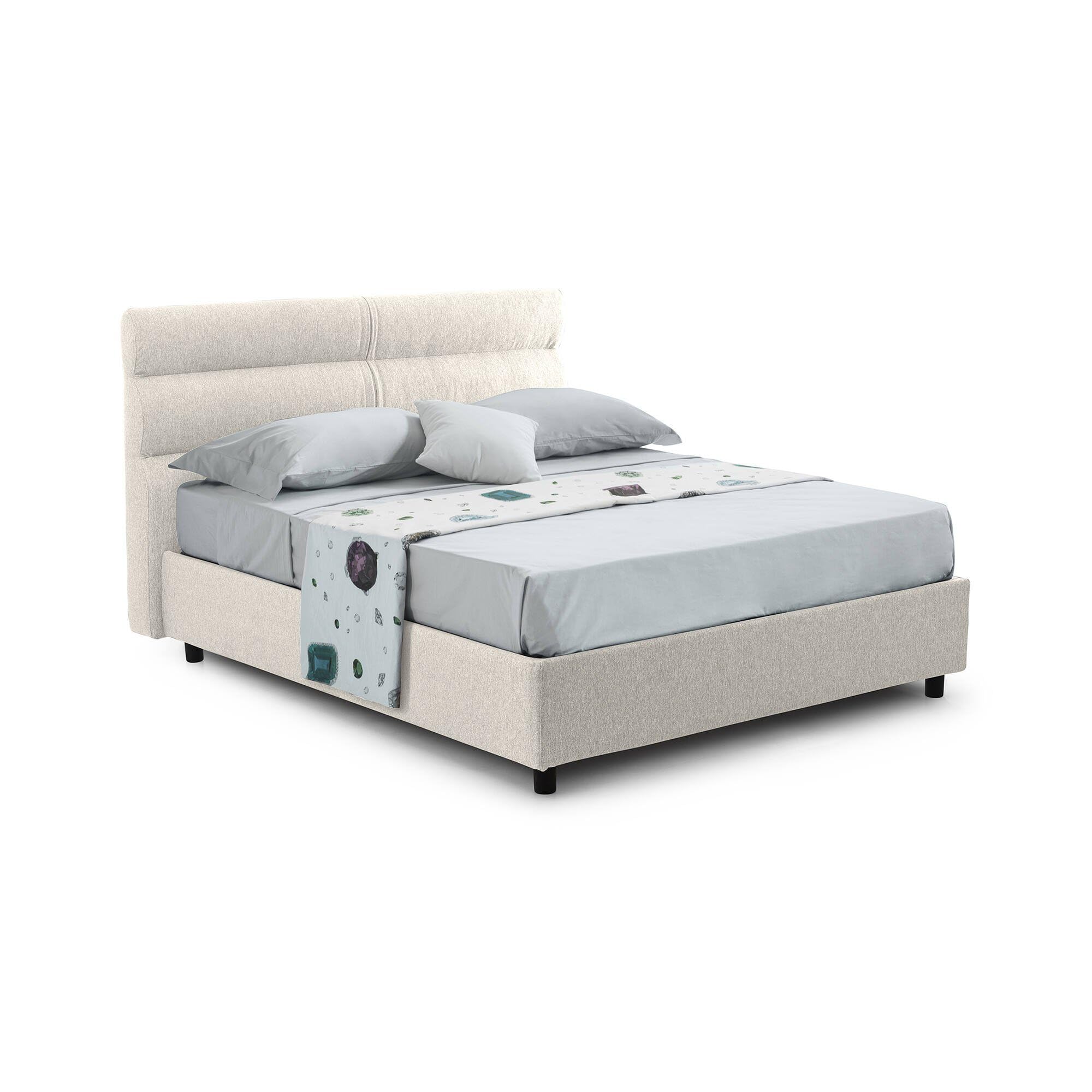 Dmora Cama de Plaza y Media Taddea Beige desenfundable contenedor, tamaño colchón 120 x 200 cm, Fabricado en Italia