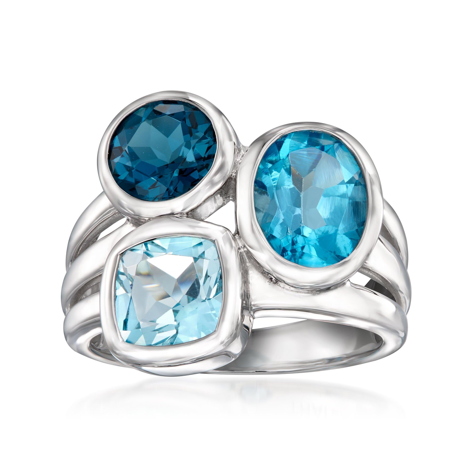 Ross-Simons 4.00 ct. t.w. Tonal Blue Topaz Ring in Sterling Silver