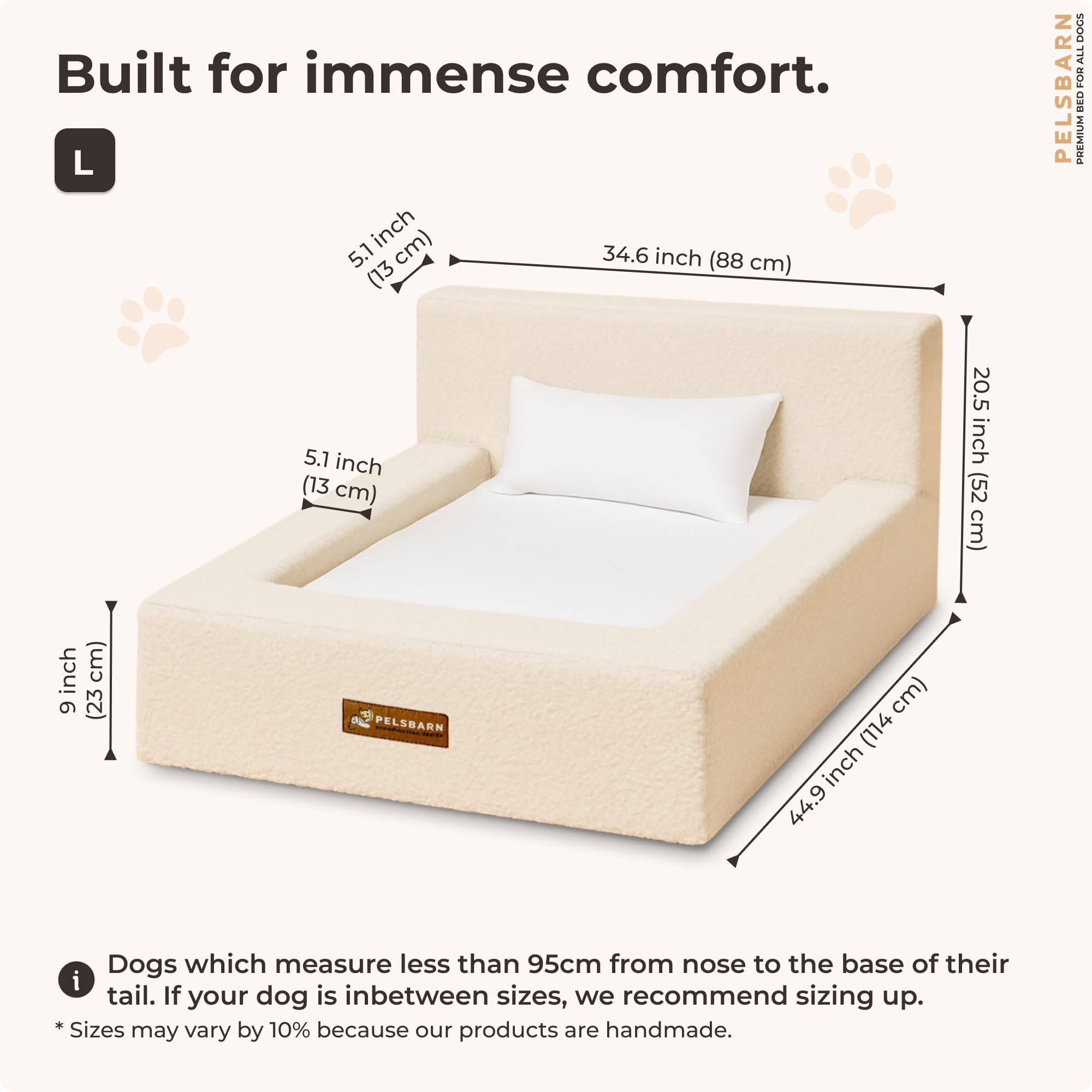 Pelsbarn Real Orthopedic Dog Bed, High-Density Memory Foam with Waterproof Fitted Sheets - Machine Washable, Large, Beige - image 4