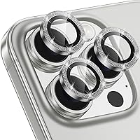 Vista 20 de Xfilm Protector de lente de cámara para iPhone 15 Pro/iPhone 15 Pro Max, anillo de diamante de metal individual brillante, dureza 9H, protector a