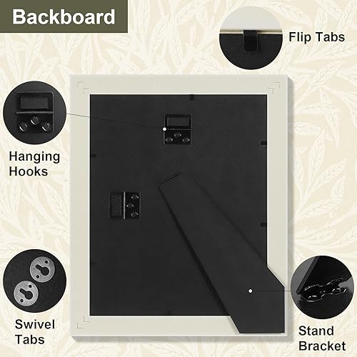 Miniatura 3 de Vittanly Juego de 4 portarretratos de 8 x 10 pulgadas, marco de fotos vintage para pared o mesa, para fotos de 5 x 7 pulgadas con paspartú o de 8 x