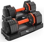 UKEEP Ensemble de sonnettes réglables, 5LB à 25LB Des embrouillements, 15LB à 55LB, Poignée antidérapante pour gymnastique domestique