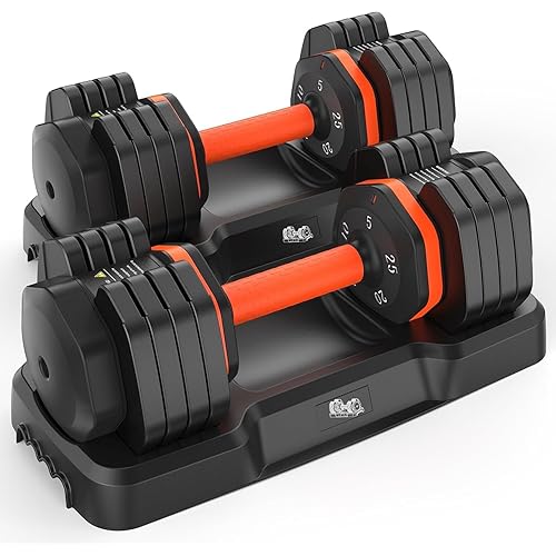 25LB 55LB Adjustable Dumbbells Set, 5LB to 25LB Dumbbell Pair,15LB to 55LB Weight Set of 2, Home Gym 50lbs/110lbs, Anti-Slip Handle for Exercise Equipment