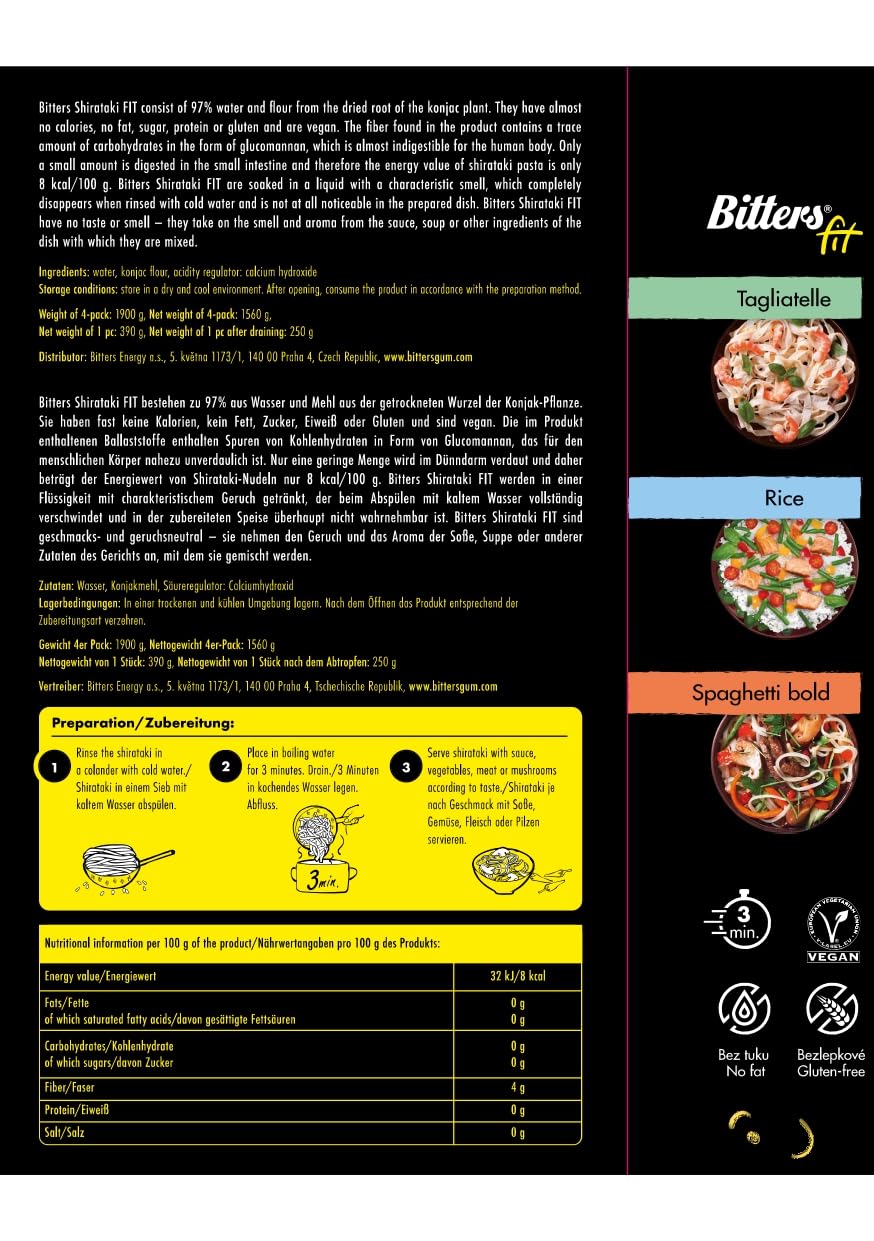 Bitters Shirataki Konjak Pasta - Spaghetti Slim, 16x390g