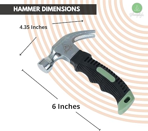 Miniatura 3 de Glamplife Green Stubby Camp Hammer  6 estacas de tienda de campaña con martillo  Estacas de tienda de campaña con bolsa  Esenciales de camping para