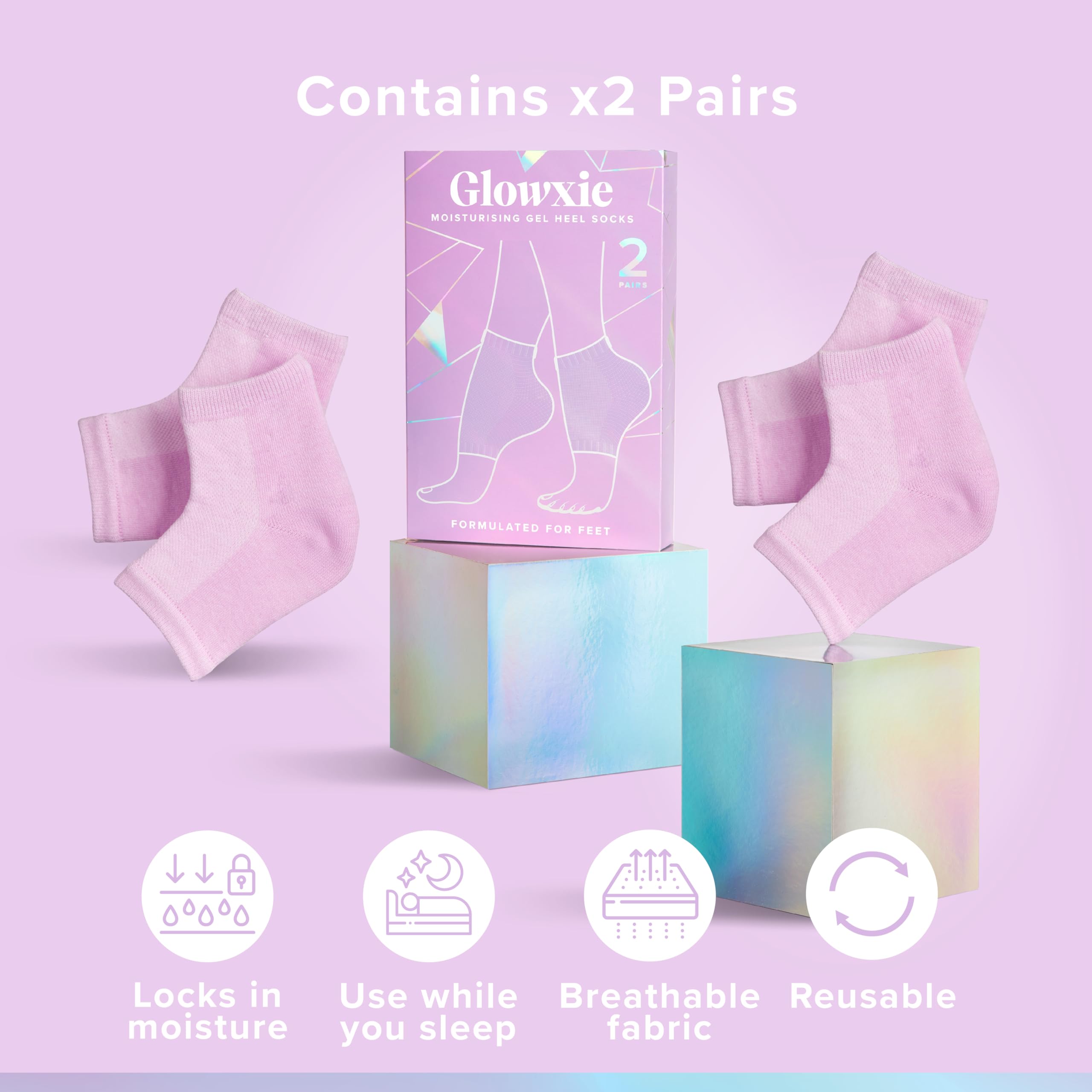 Glowxie At-Home Pedicure Kit - Premium Glass Foot File + Reusable Gel Heel Socks for Smooth Heels & Callus Removal - Image 4