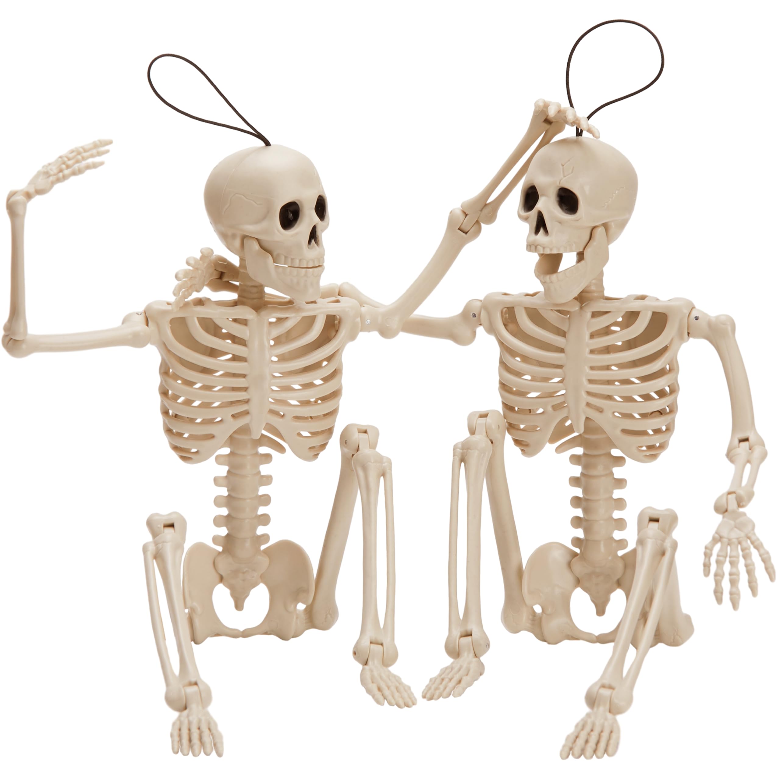 JOYIN 2 PCS 16”(40.6cm) Inches Halloween Skeletons Full Body Posable Joints Skeletons for Halloween Graveyard Decorations, Haunted House Accessories, 40.6 cm