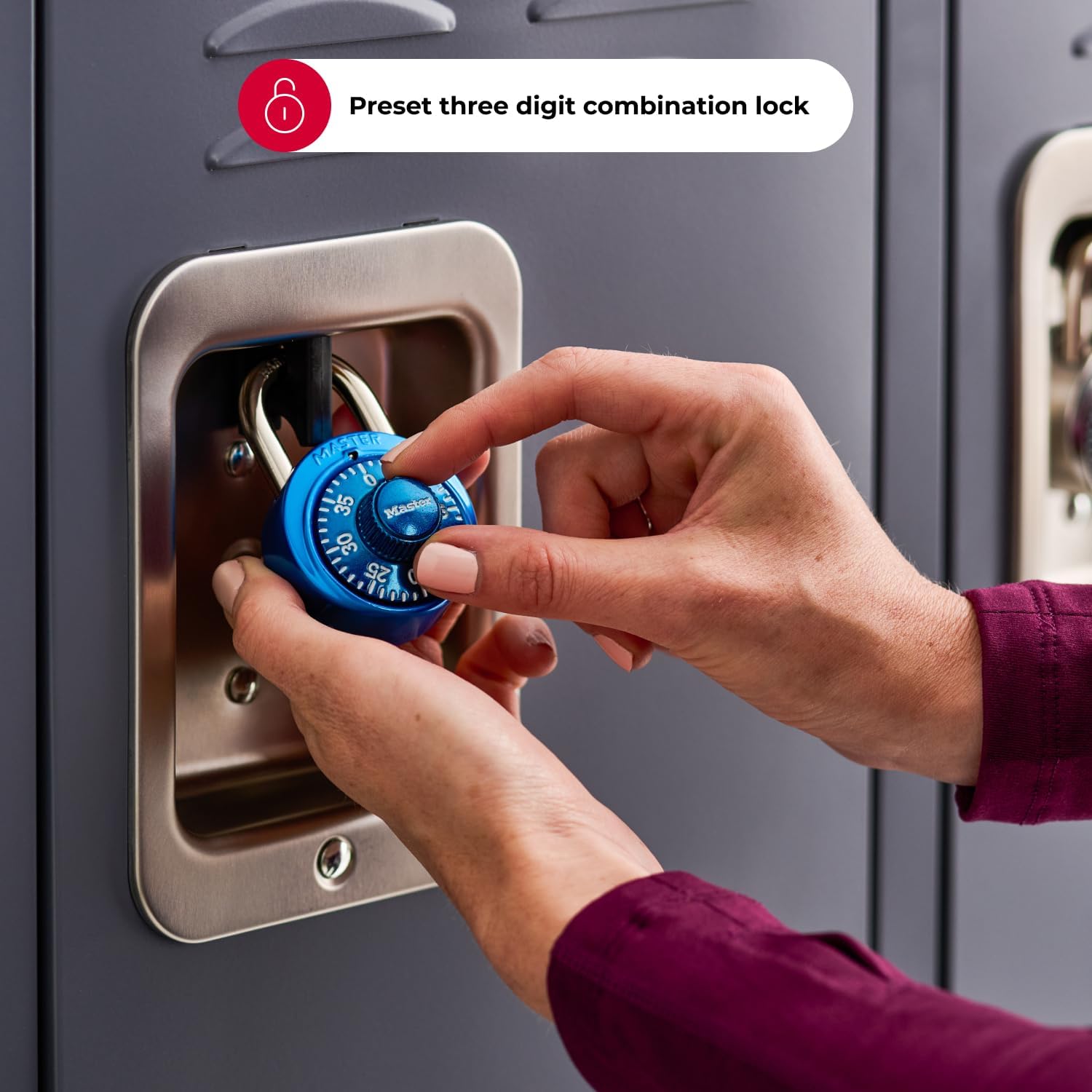 Master Lock Locker Lock, Combination Lock for Gym and School Locker, Blue, 1528D
