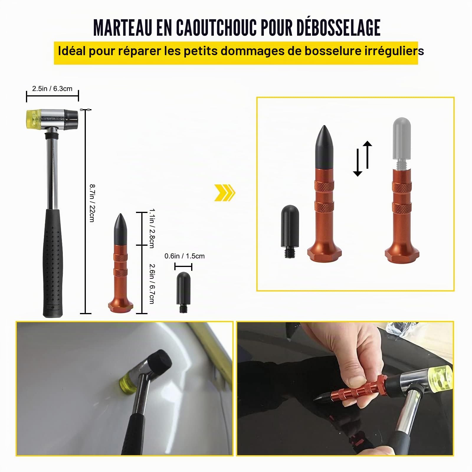VEVOR Rods Kit de débosselage 20 pièces sans Peinture en Acier Inoxydable Outil Professionnel de débosselage de Queue de Baleine Outil de débosselage pour Bosses mineures, Bosses de Porte et dommages