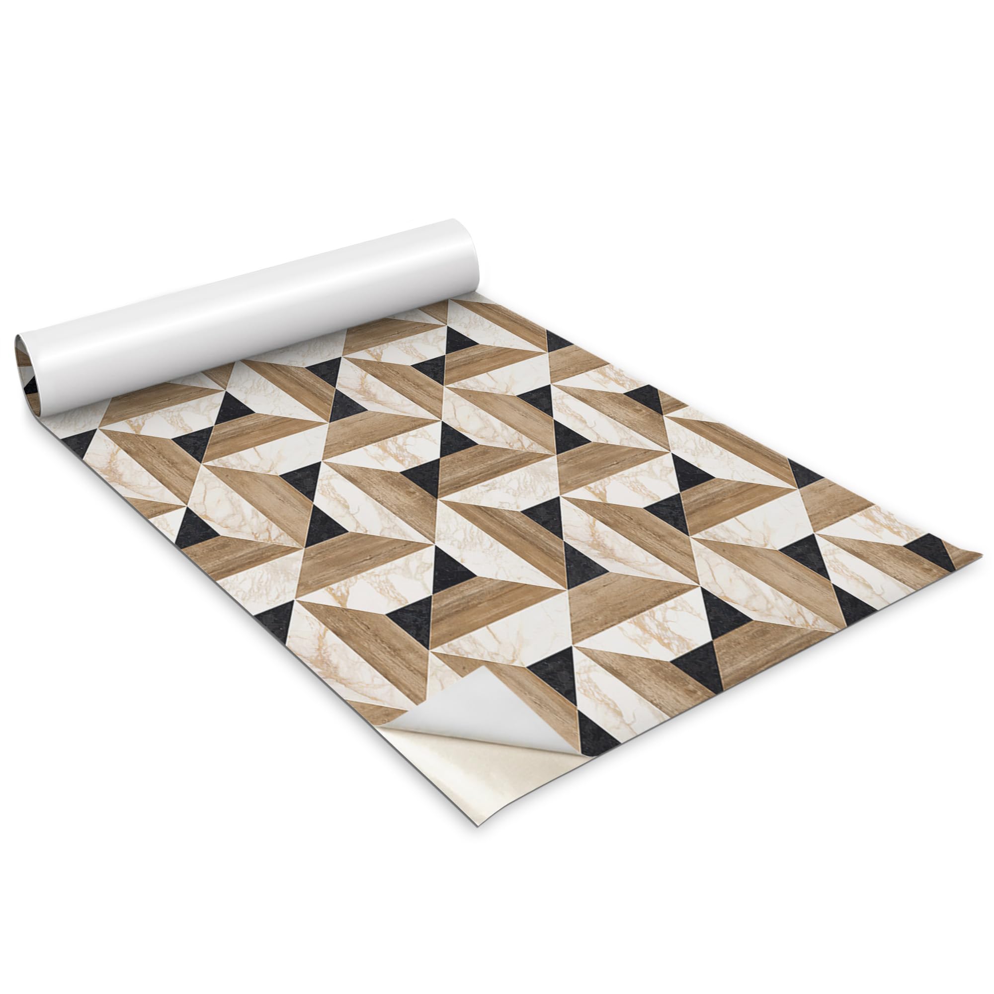 Papier peint rouleau marbre et bois Wallfluent 100x50 cm autocollant