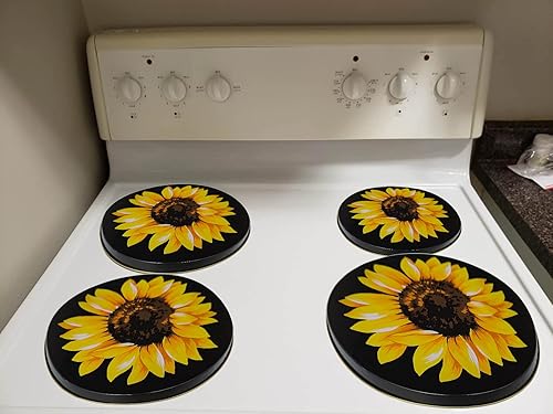 Miniatura 4 de Cubiertas para quemador de estufa eléctrica, parte superior para expandir la decoración de estufa de espacio de mostrador (girasol)