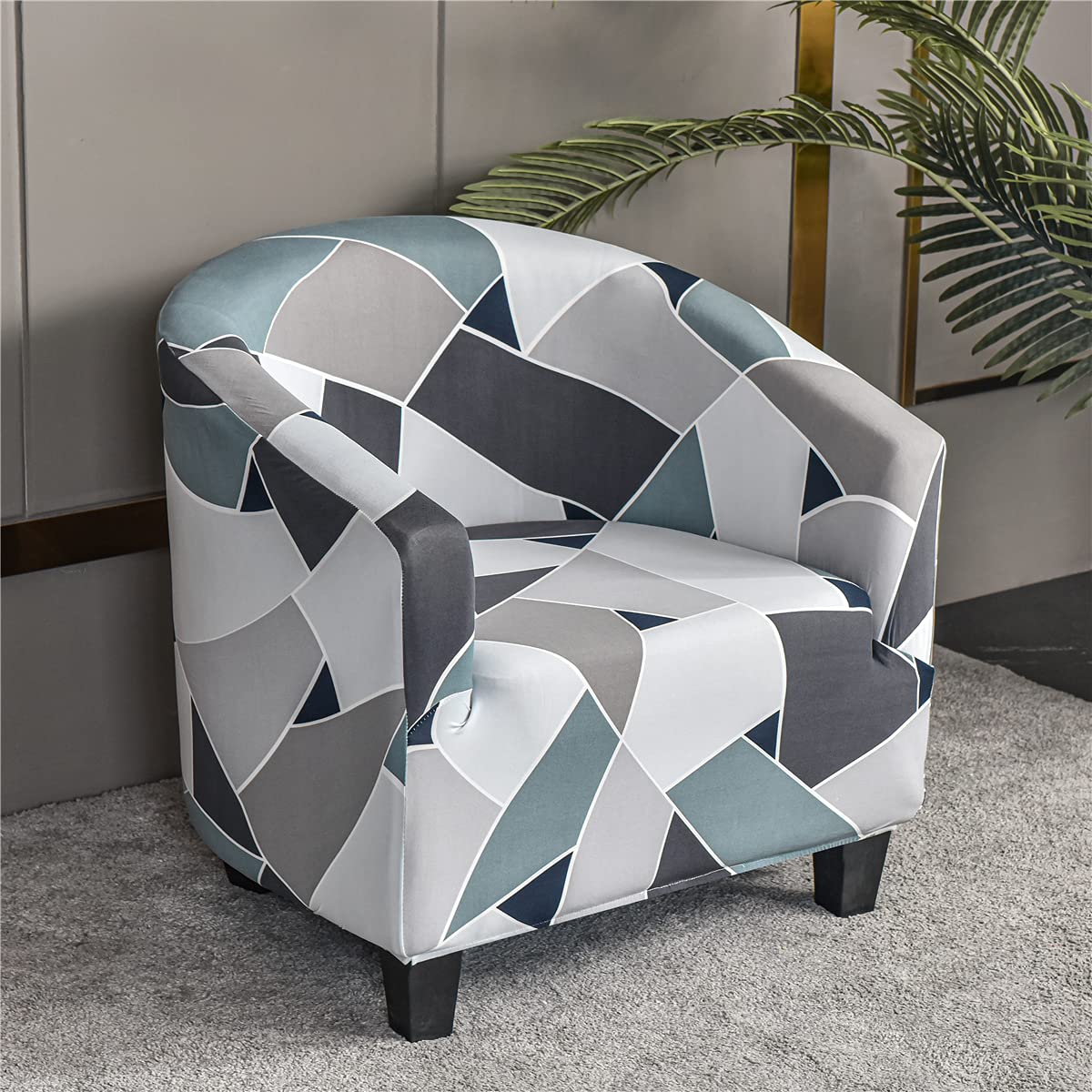 Highdi Copripoltrona 1 Posto Chesterfield Elasticizzato, Poltrona Club da Cocktail Lavabile Antiscivolo Rimovibile Tub Chair Copripoltrona per Bar Soggiorno Camera da Letto (Stile di Corte