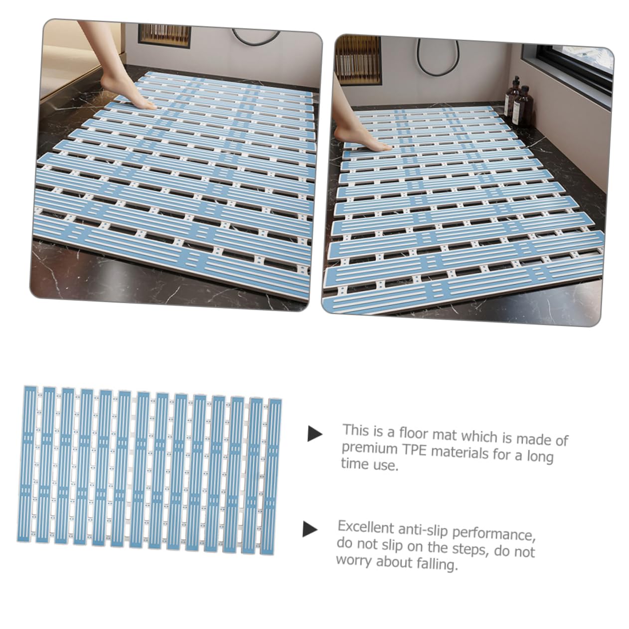 Cabilock Alfombra De Ducha Antideslizante para Suelo De Baño con Diseño De Rayas para Masaje y Seguridad La Bañera o Ducha