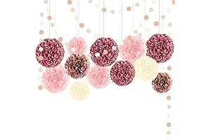 MEIYKO Dusty Rose and Pink Tissue Paper Pom Poms