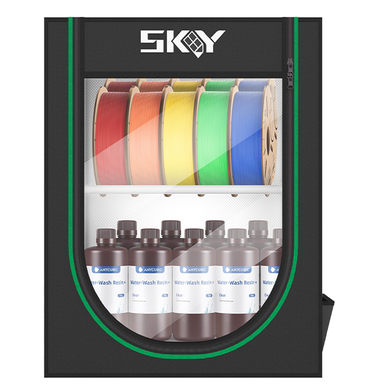 Lutyr 3D Printer Filament Storage Rack, 20 Roll Pack, Iron, Metallic Multicolor, Expandable, Tiered Shelf, 2 Shelves, 12.5kg Capacity, Tabletop, 3D