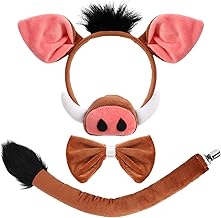 XEPST Animal Boar Costume Set Ears Tail with Headband for Costume Cosplay Birthday Halloween Party Supplies