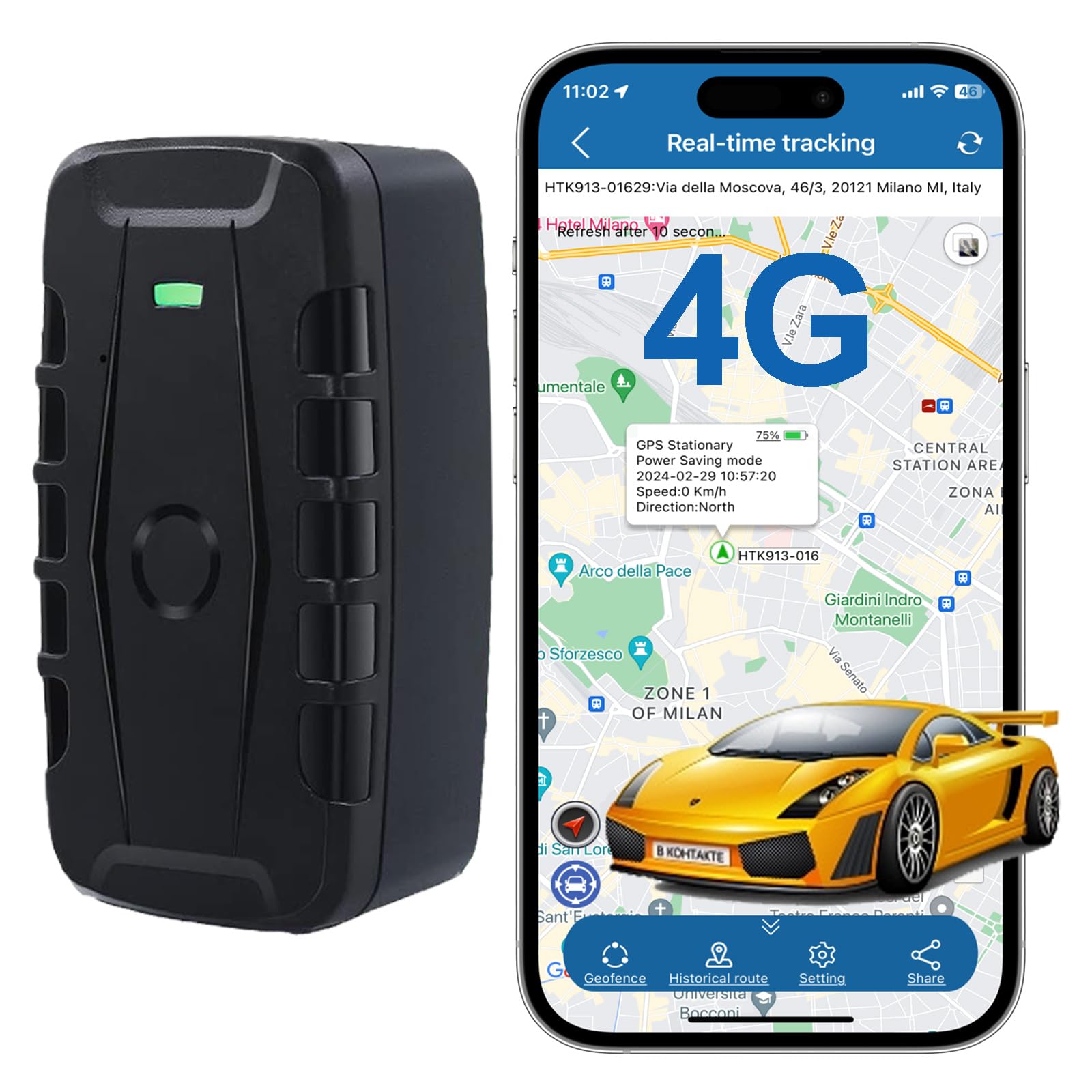 TKMARS 4G GPS Tracker Auto senza ABO Anti-theft Localizzatore GPS per Auto Magnetic Car Tracker GPS Batteria Lungo Online e in Tempo Reale Impermeabile 20000 mah TK918