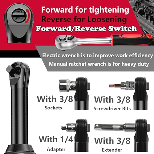 Miniatura 5 de Dobetter Llave de trinquete eléctrica 38, juego de llaves de trinquete inalámbricas, herramienta de trinquete extendida de 55 Nm con 1 herramienta