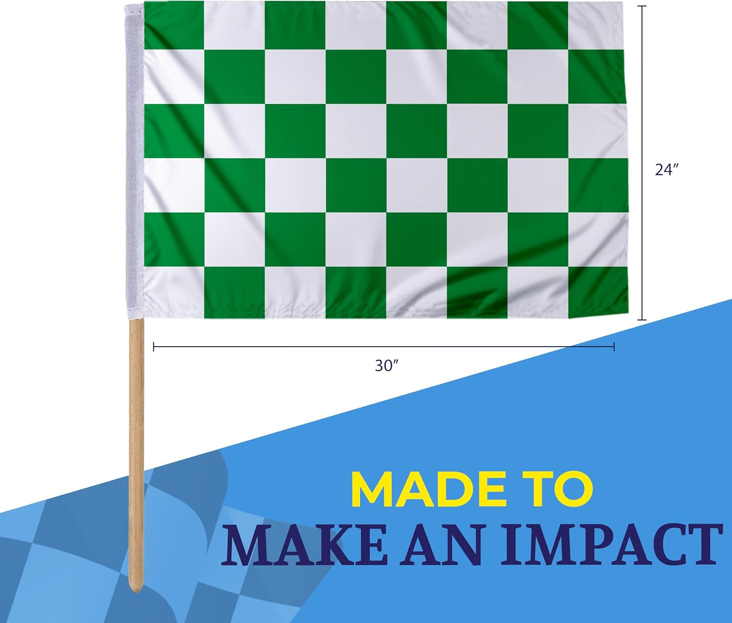 24 x 30 Inch Checkered Racing Flag made out of nylon (Green-White)