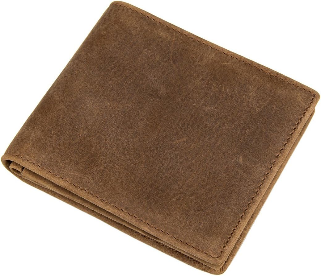 Horiya Men's Genuine Crazy Horse Leather Bifold Short Wallet