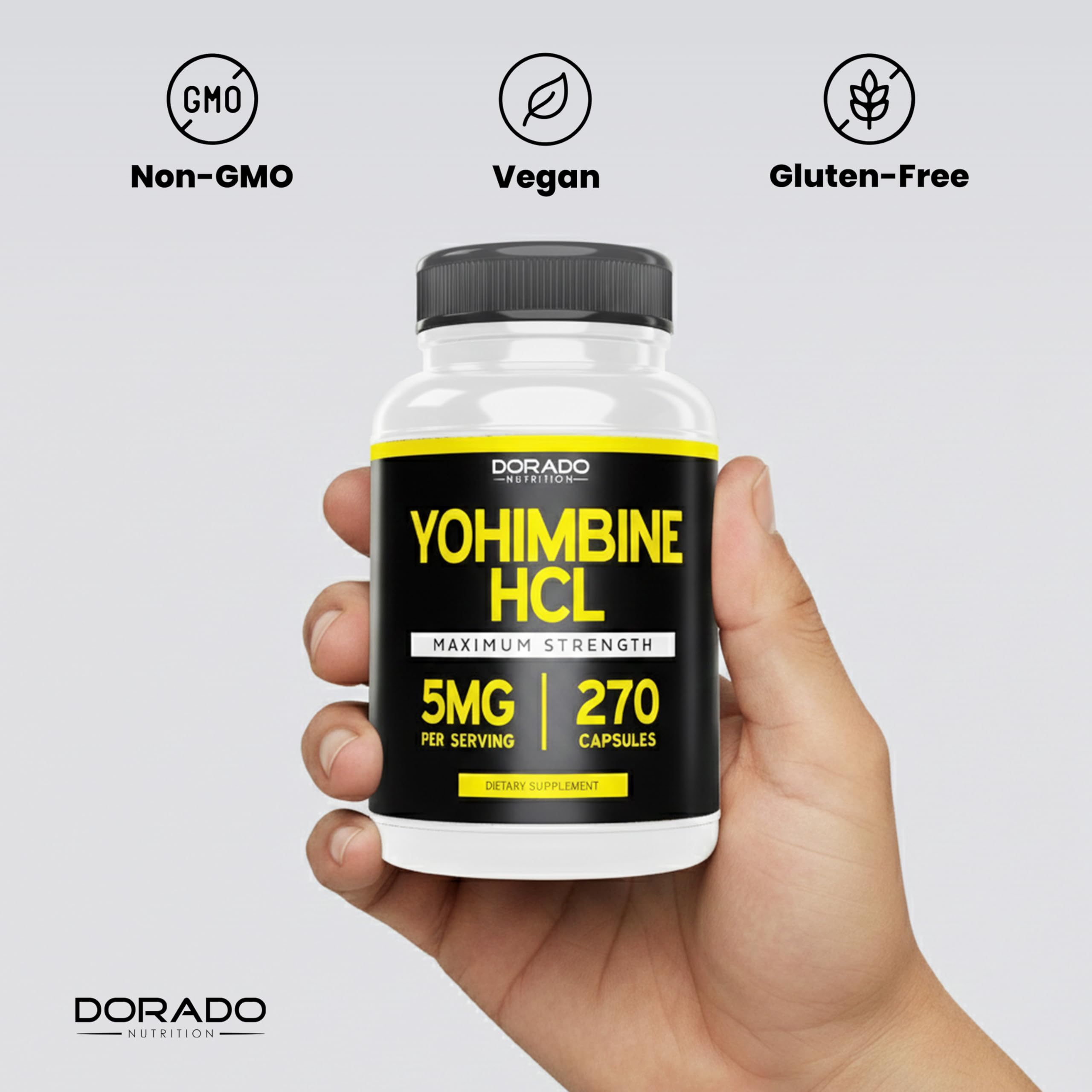Yohimbine HCL 5mg for Men and Women (270 Capsules) More Potent Than Yohimbe Bark Powder - Quality Guarantee - Third Party Tested for Potency & Purity - Vegan, Gluten Free & Non-GMO - USA Made — Amazon image 8