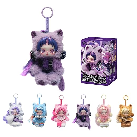 POP MART SKULLPANDA × My Little Pony Series Plush Doll Cute Keychain Blind Box Mystery Box Figures, Collectible Toys Bag Charms, Holiday Birthday Gifts for Girls and Boys, Single Box