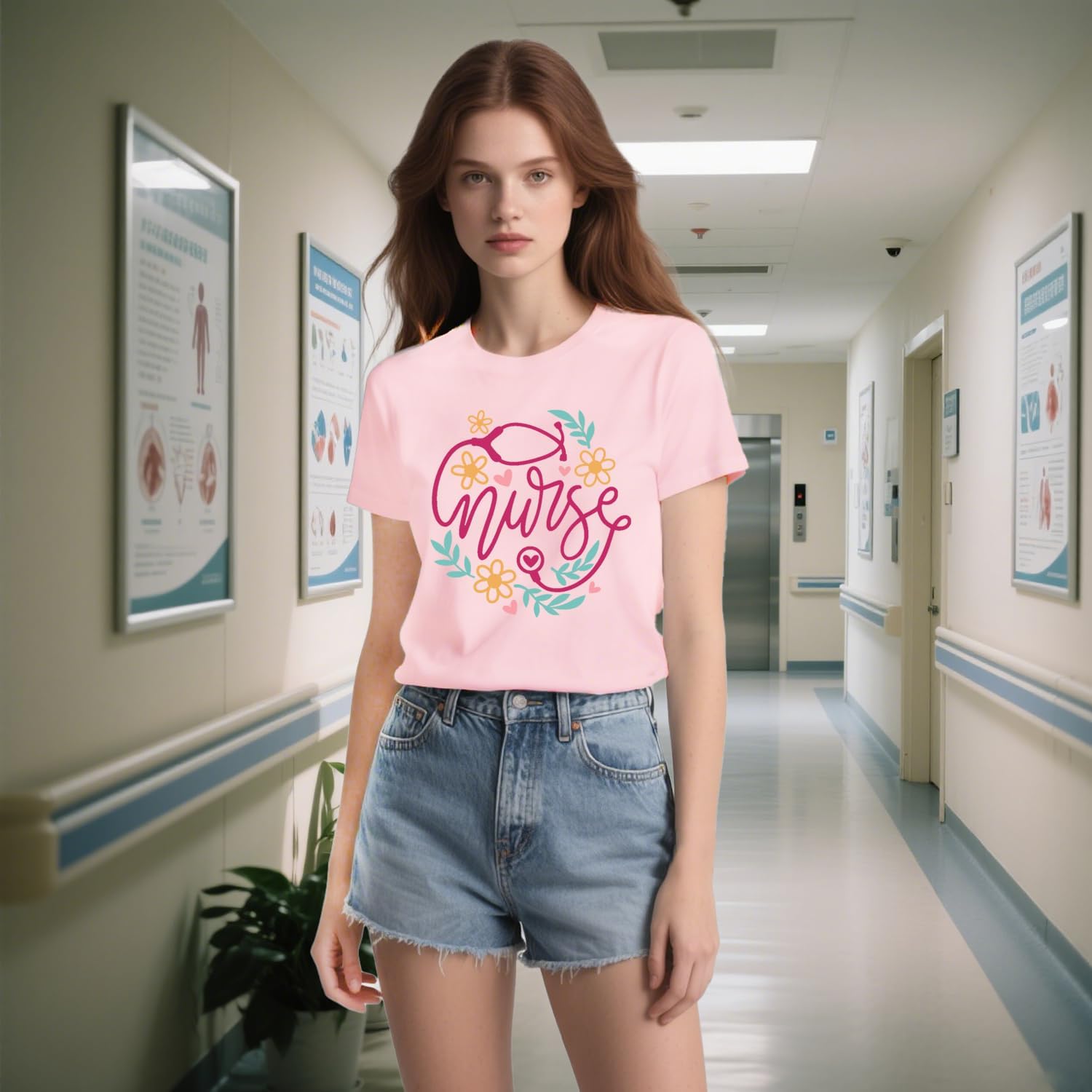 Womens Nurse Shirts School Nurse T-Shirts Nursing Life Tee Tops - Image 2