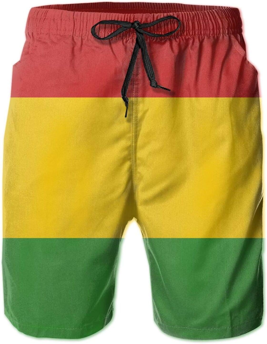 SARA NELL Men's Swim Trunks Reggae Rasta Flag Surfing Beach Board Shorts Swimwear White