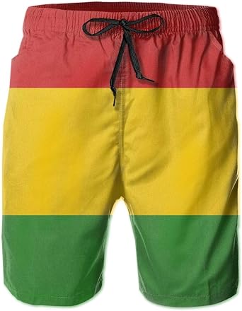SARA NELL Mens Swim Trunks Reggae Rasta Flag Surfing Beach Board Shorts Swimwear White