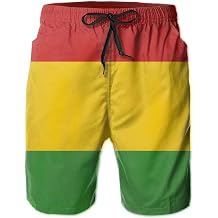 SARA NELL Mens Swim Trunks Reggae Rasta Flag Surfing Beach Board Shorts Swimwear White
