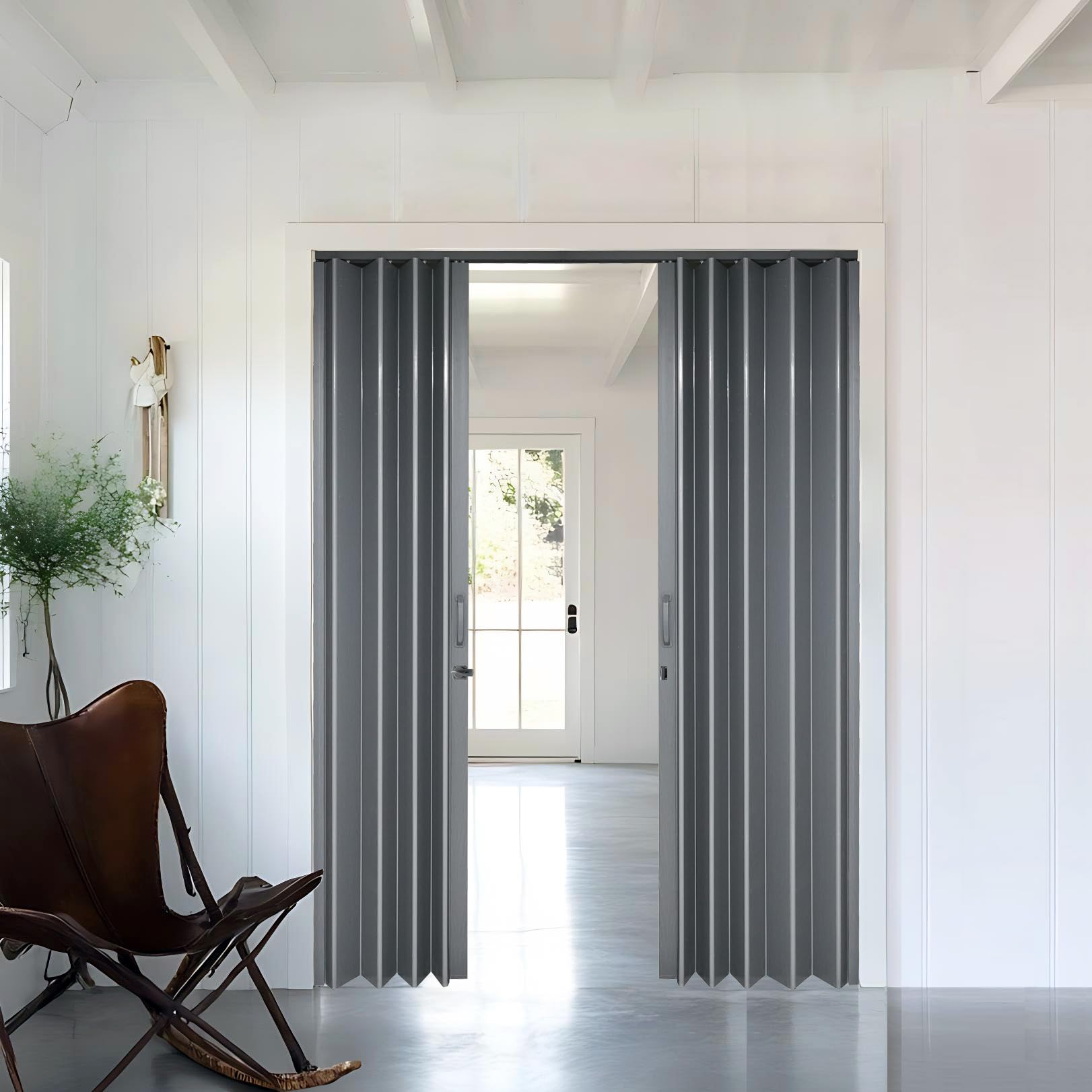 DIYHD 60X80in Grey PVC Folding Accordion Door for Interior
