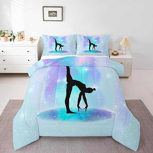 Miniatura 3 de Erosebridal Juego de edredón de gimnasia, tamaño Queen, juego de ropa de cama para amantes de la gimnasia, regalos de gimnasia para niñas, juegos de