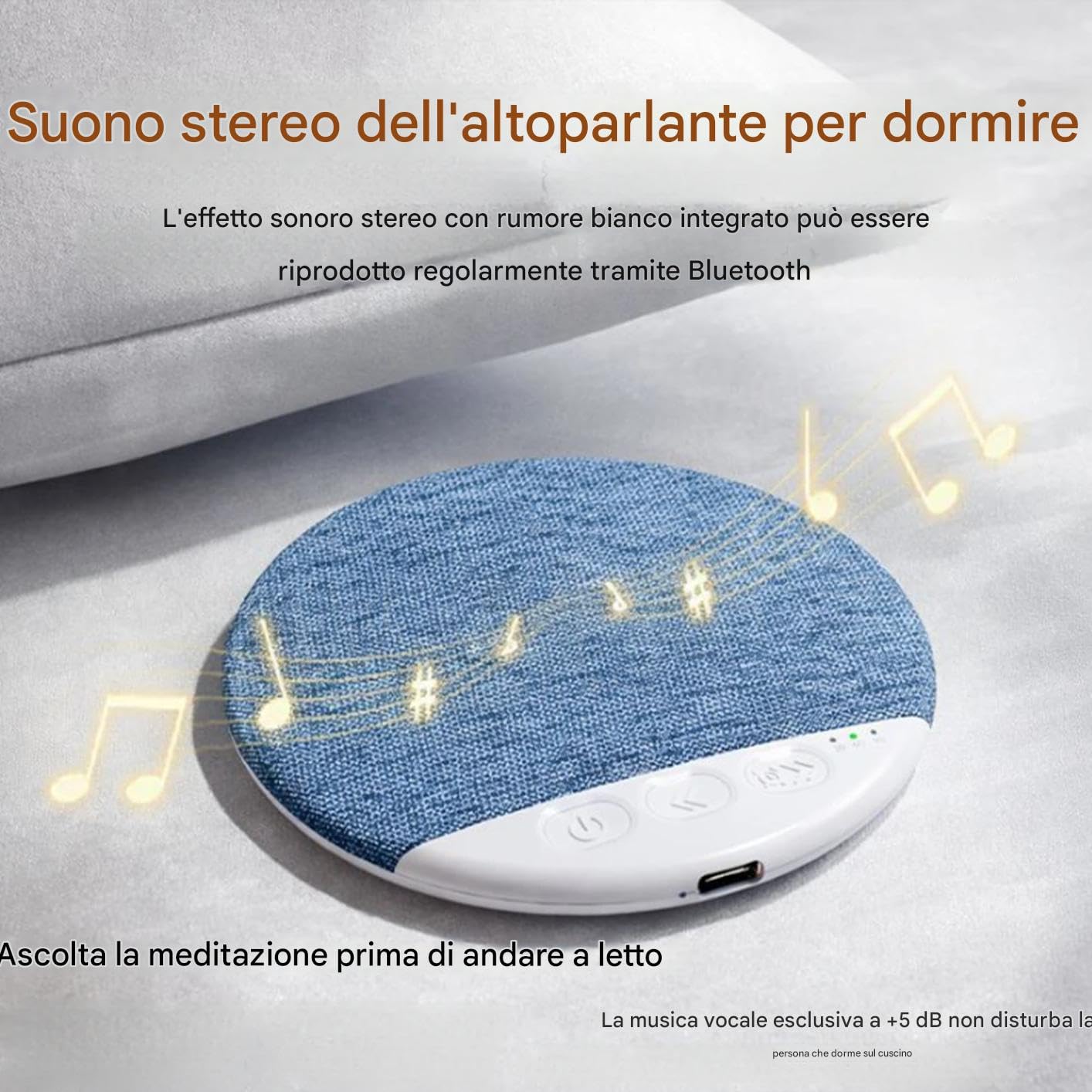 Cassa Bluetooth Sotto Cuscino,Altoparlante Da Cuscino,Ultra Sottile, Portatile, Silenzioso, Per Camera Da Letto, Hotel, Campeggio, Viaggi, Studenti (Blu,2)